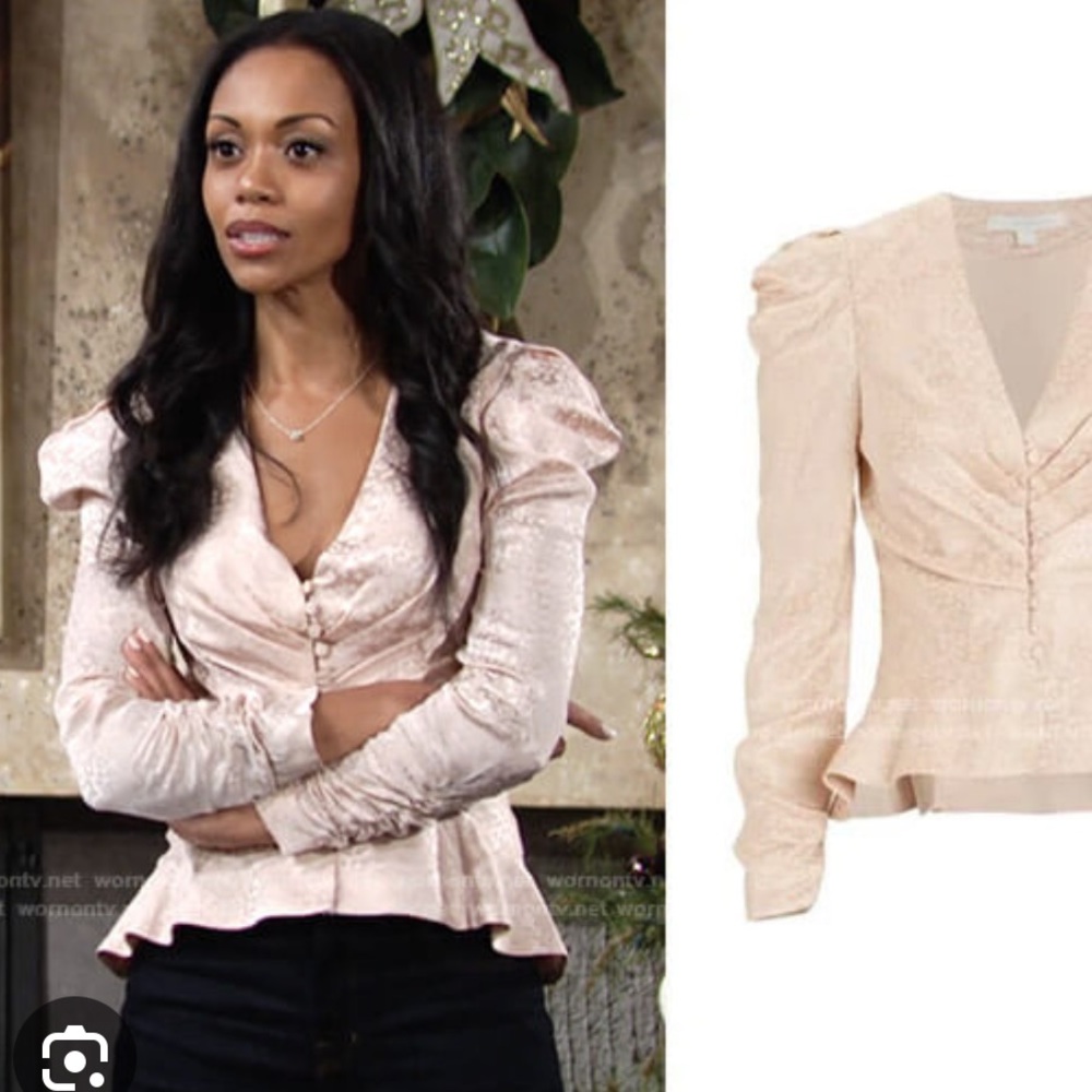 Jonathan Simkhai pink silk leopard print peplum blouse